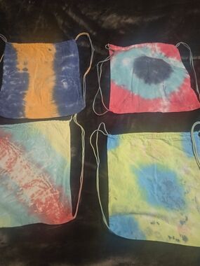 Hand-Dyed Tie Dye Drawstring Bags - Multicolor